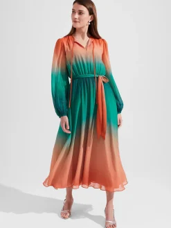 Cheap Hobbs Adalyn Silk Dress Green Warm Clay