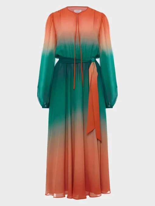 Cheap Hobbs Adalyn Silk Dress Green Warm Clay