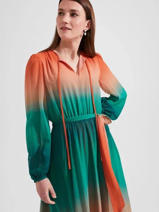 Cheap Hobbs Adalyn Silk Dress Green Warm Clay