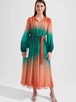 Cheap Hobbs Adalyn Silk Dress Green Warm Clay