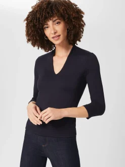 Sale Hobbs Aimee Double Fronted Top Navy