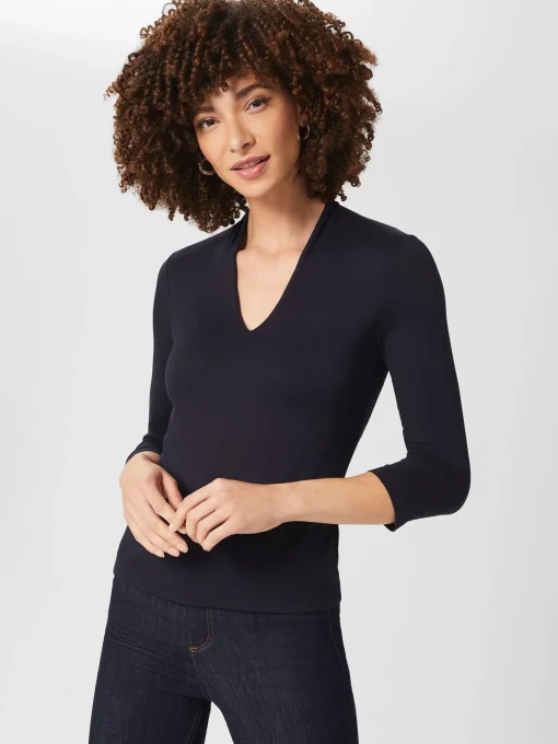 Sale Hobbs Aimee Double Fronted Top Navy