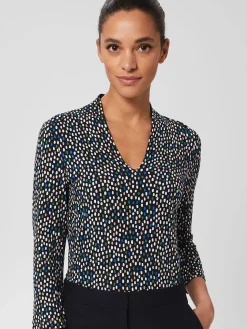 Sale Hobbs Aimee Printed Top Navy Multi