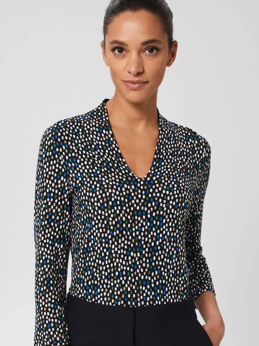 Sale Hobbs Aimee Printed Top Navy Multi