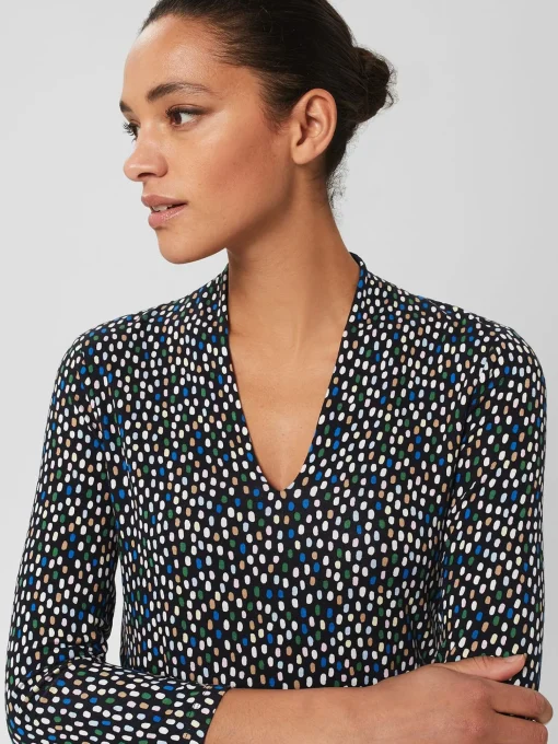 Sale Hobbs Aimee Printed Top Navy Multi