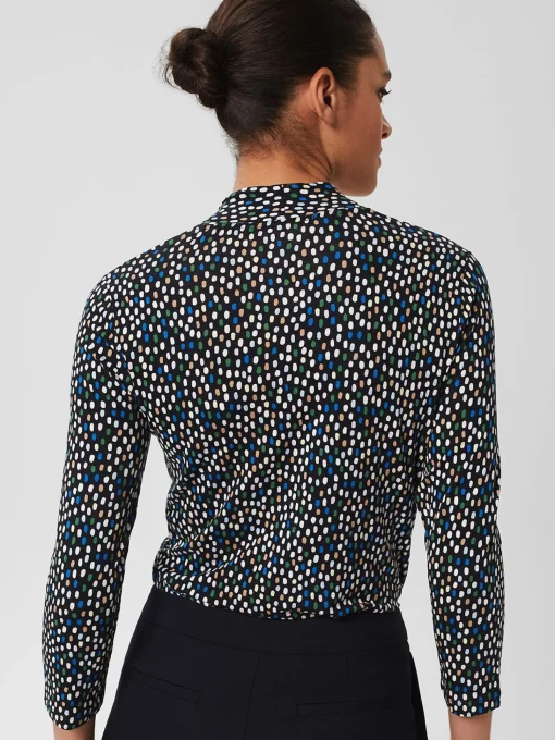 Sale Hobbs Aimee Printed Top Navy Multi