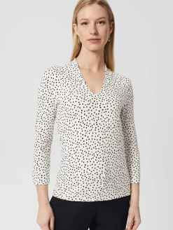 Sale Hobbs Aimee Printed Top Ivory Black
