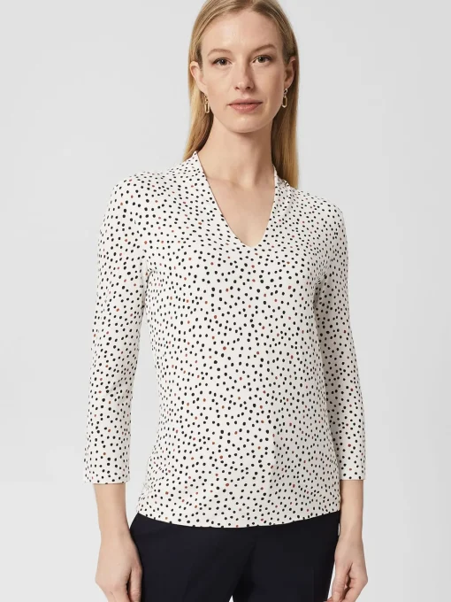 Sale Hobbs Aimee Printed Top Ivory Black