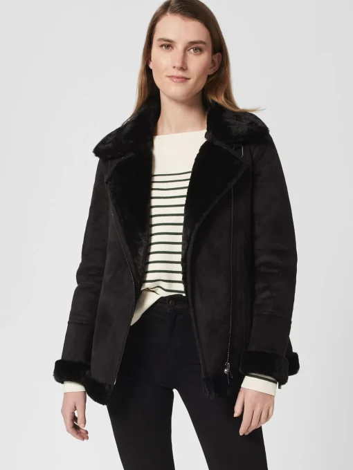 Clearance Hobbs Alana Fur Jacket Black