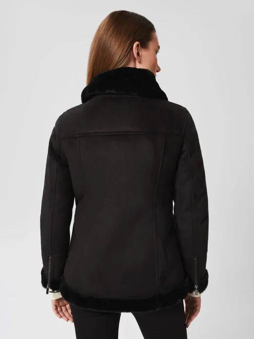 Clearance Hobbs Alana Fur Jacket Black