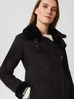 Clearance Hobbs Alana Fur Jacket Black