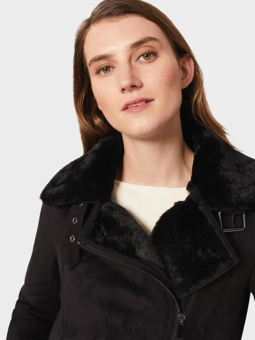 Clearance Hobbs Alana Fur Jacket Black