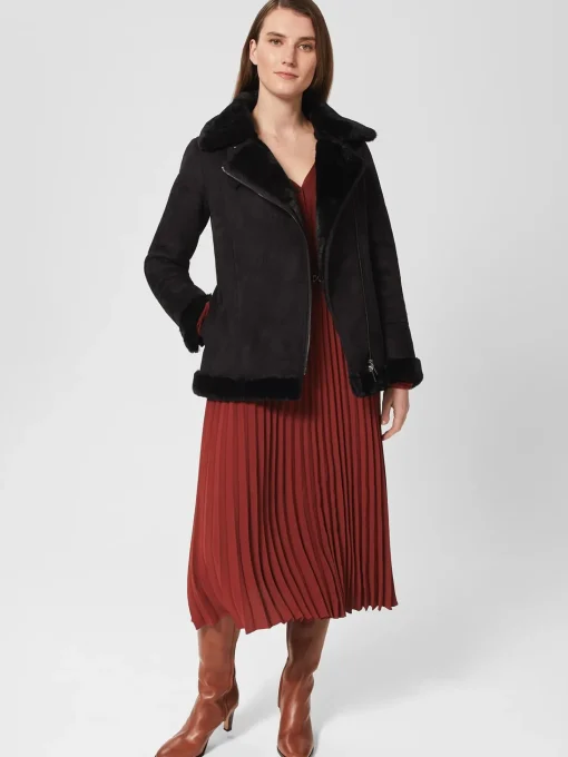 Clearance Hobbs Alana Fur Jacket Black