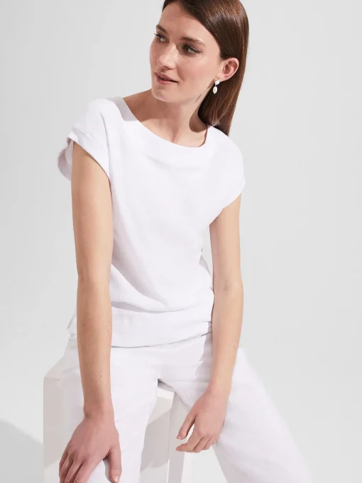 Outlet Hobbs Alycia Cotton T-Shirt White