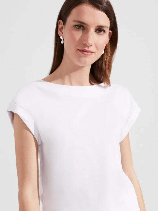 Outlet Hobbs Alycia Cotton T-Shirt White