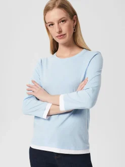 Outlet Hobbs Amelie Cotton Top Dusky Blue