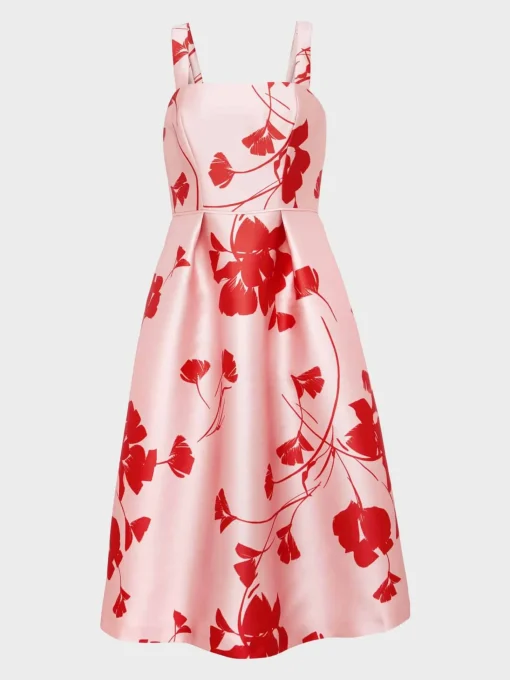 Store Hobbs Amoura Fit And Flare Dress Pink Ruby Red
