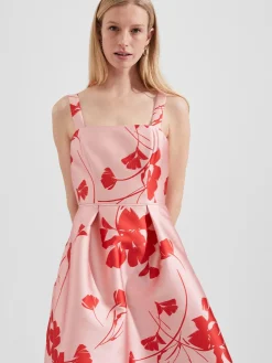 Store Hobbs Amoura Fit And Flare Dress Pink Ruby Red