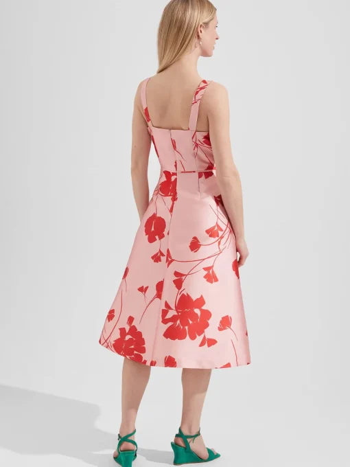 Store Hobbs Amoura Fit And Flare Dress Pink Ruby Red