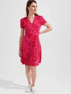 New Hobbs Ann Jersey Dress Red Pink