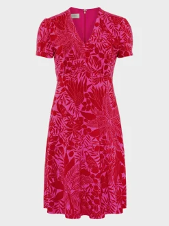 New Hobbs Ann Jersey Dress Red Pink