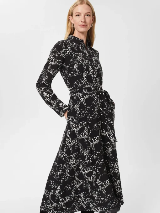 Cheap Hobbs Antonella Silk Dress Black Ivory