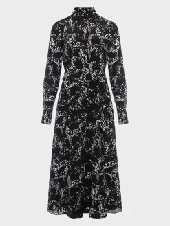 Cheap Hobbs Antonella Silk Dress Black Ivory