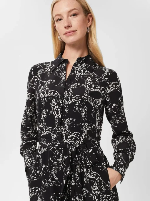 Cheap Hobbs Antonella Silk Dress Black Ivory