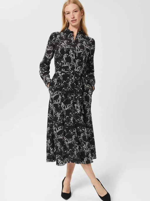 Cheap Hobbs Antonella Silk Dress Black Ivory