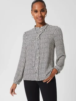 Cheap Hobbs Arabella Blouse Navy Ivory