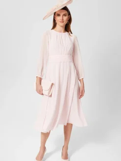 Store Hobbs Arianne Fit And Flare Dress Pale Pink