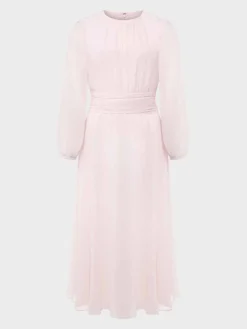 Store Hobbs Arianne Fit And Flare Dress Pale Pink