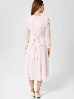 Store Hobbs Arianne Fit And Flare Dress Pale Pink
