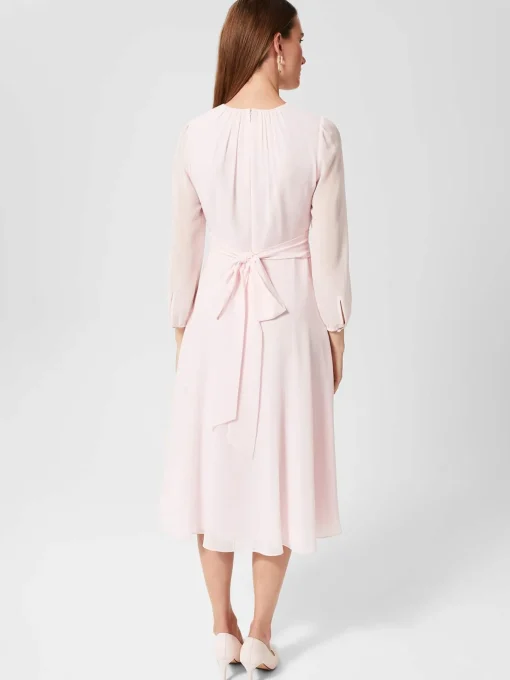 Store Hobbs Arianne Fit And Flare Dress Pale Pink