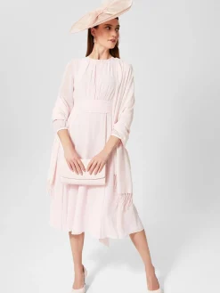 Store Hobbs Arianne Fit And Flare Dress Pale Pink