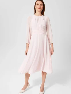 Store Hobbs Arianne Fit And Flare Dress Pale Pink