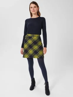 Sale Hobbs Arianne Wool Skirt Green Navy