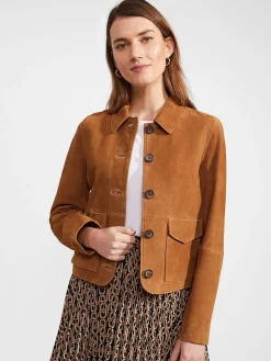 Shop Hobbs Ashlee Suede Jacket Tan