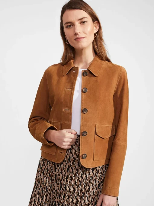 Shop Hobbs Ashlee Suede Jacket Tan