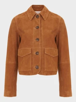 Shop Hobbs Ashlee Suede Jacket Tan