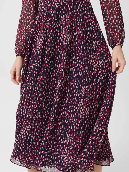 New Hobbs Aurora Fit And Flare Dress Navy Multi