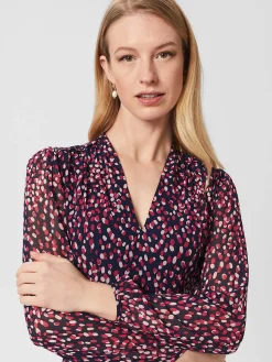 New Hobbs Aurora Fit And Flare Dress Navy Multi