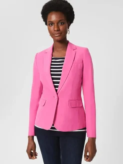 Cheap Hobbs Blake Silk Linen Jacket Deep Fuchsia