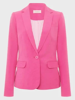 Cheap Hobbs Blake Silk Linen Jacket Deep Fuchsia