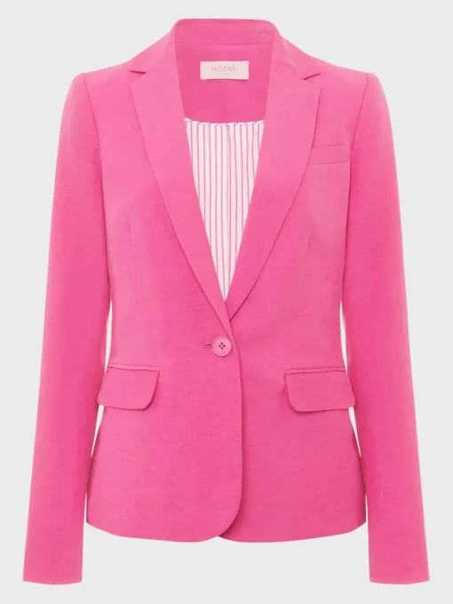 Cheap Hobbs Blake Silk Linen Jacket Deep Fuchsia
