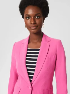 Cheap Hobbs Blake Silk Linen Jacket Deep Fuchsia
