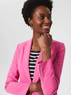 Cheap Hobbs Blake Silk Linen Jacket Deep Fuchsia
