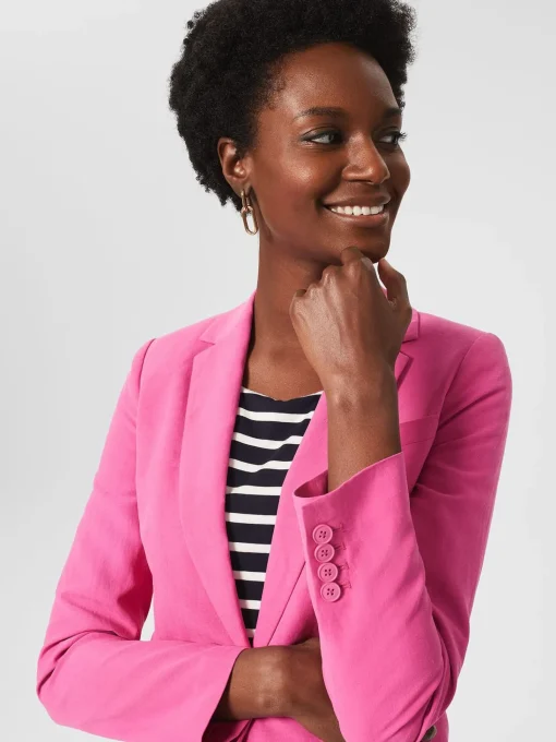 Cheap Hobbs Blake Silk Linen Jacket Deep Fuchsia