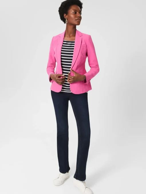 Cheap Hobbs Blake Silk Linen Jacket Deep Fuchsia