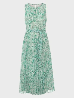 Fashion Hobbs Blythe Pleated Midi Dress Green Multi